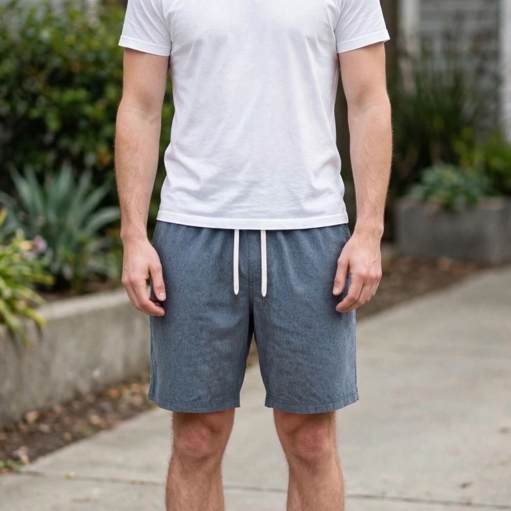 Fair Harbor Mens One Short Heather Grey Recycled Stretch Lounge Shorts Large